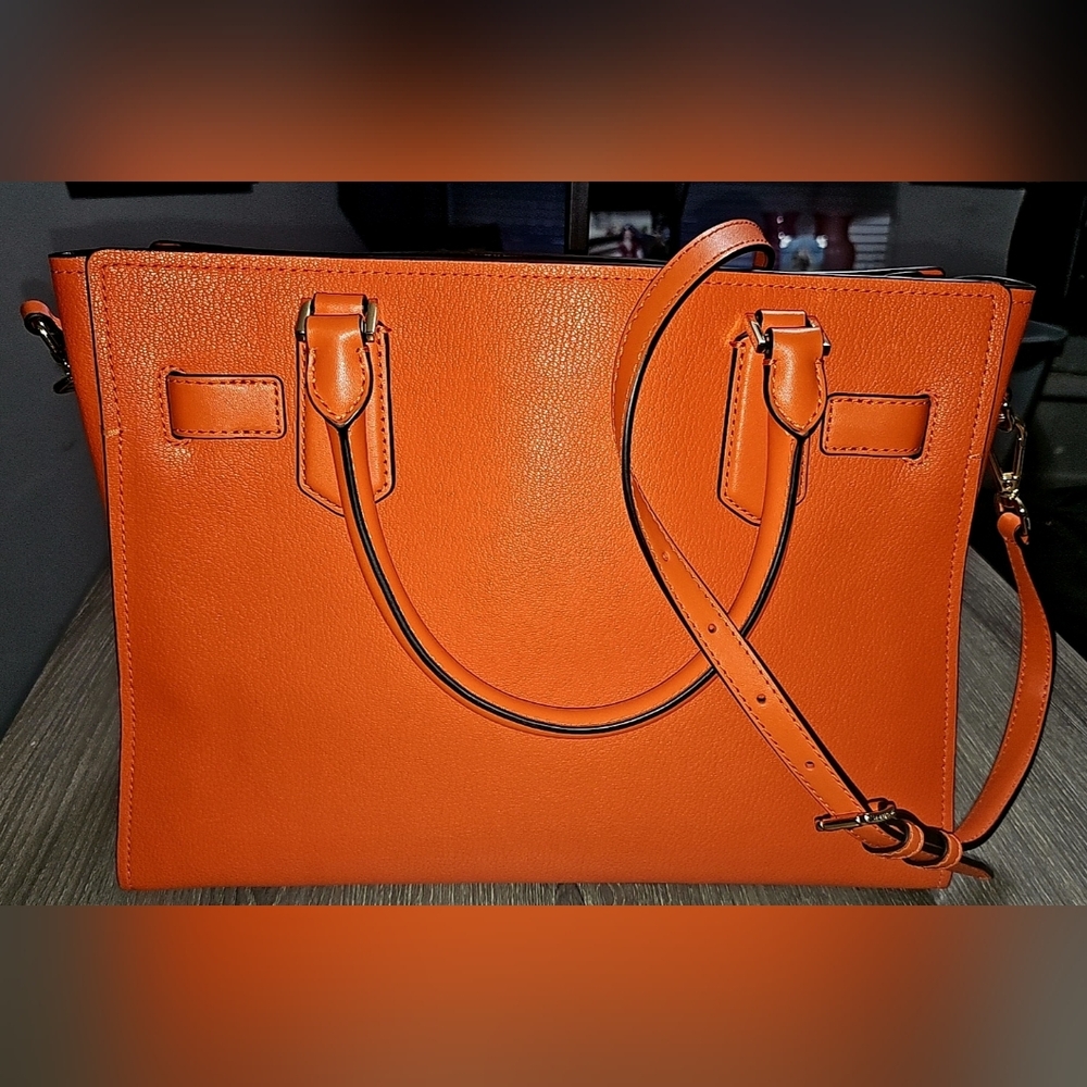 NWOT Authentic Michael Kors Hamilton Medium Satchel in Poppy Orange - Picture 10 of 15